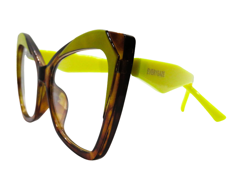 Brown and Yellow Rounded Cat Eye