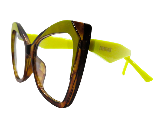 Brown and Yellow Rounded Cat Eye