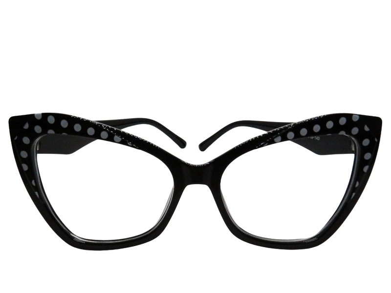 Black and White Polka Dot Rounded Cat Eye