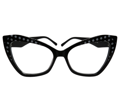 Black and White Polka Dot Rounded Cat Eye