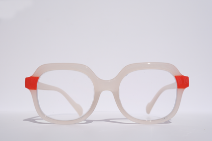Round White with Red Accent