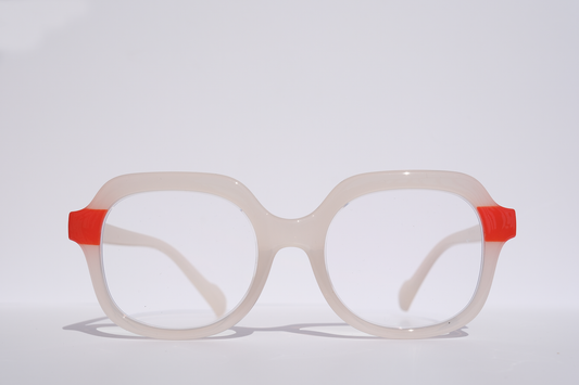 Round White with Red Accent