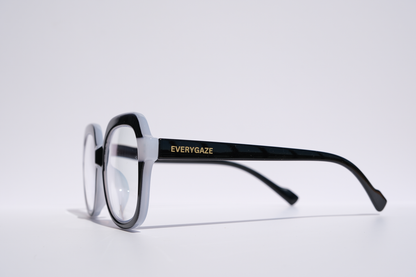 Round Black with White Accent
