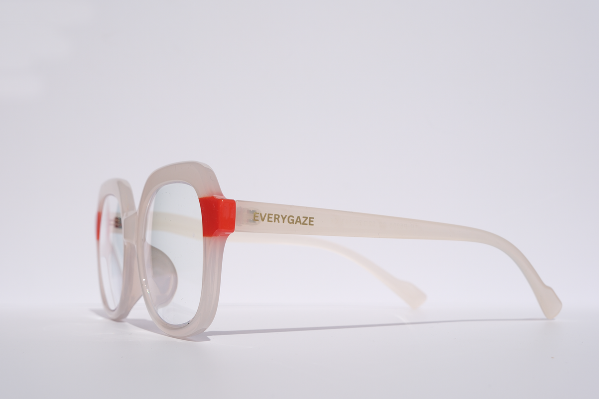 Round White with Red Accent