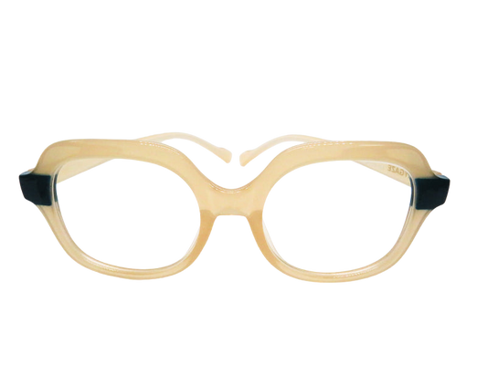 Round Cream with Navy Accent