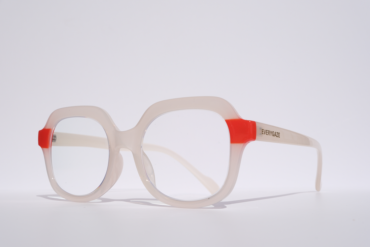 Round White with Red Accent