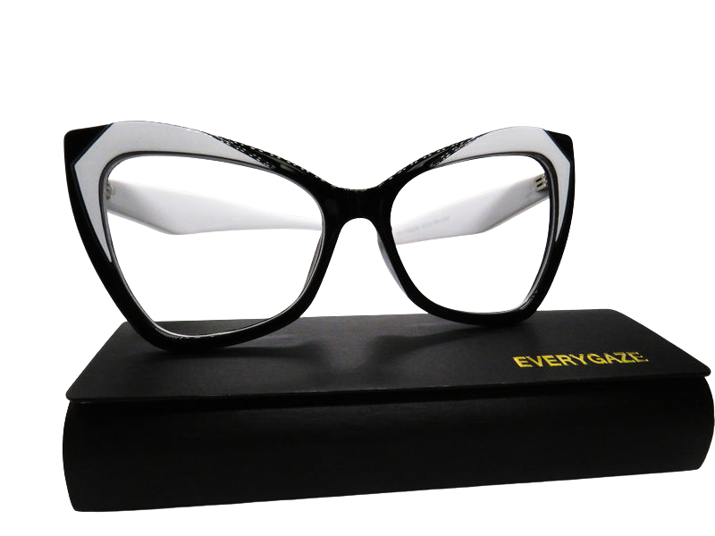Black and White Rounded Cat Eye