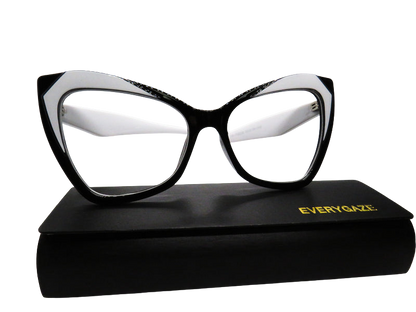 Black and White Rounded Cat Eye