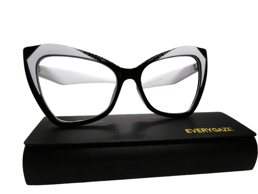 Black and White Rounded Cat Eye