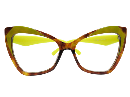 Brown and Yellow Rounded Cat Eye