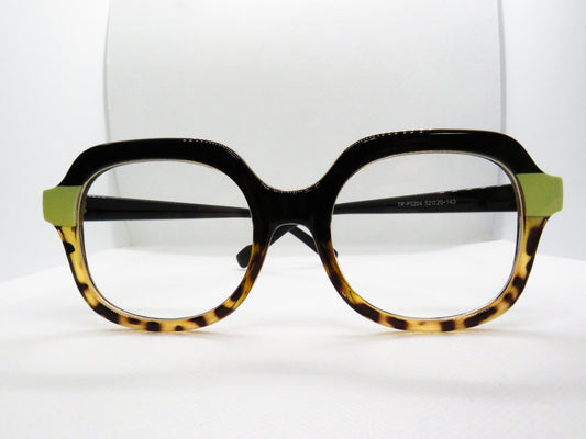 Black, Tortoise and Green Round Frame