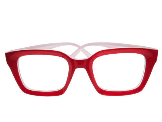 Red with White Backing Square Shape